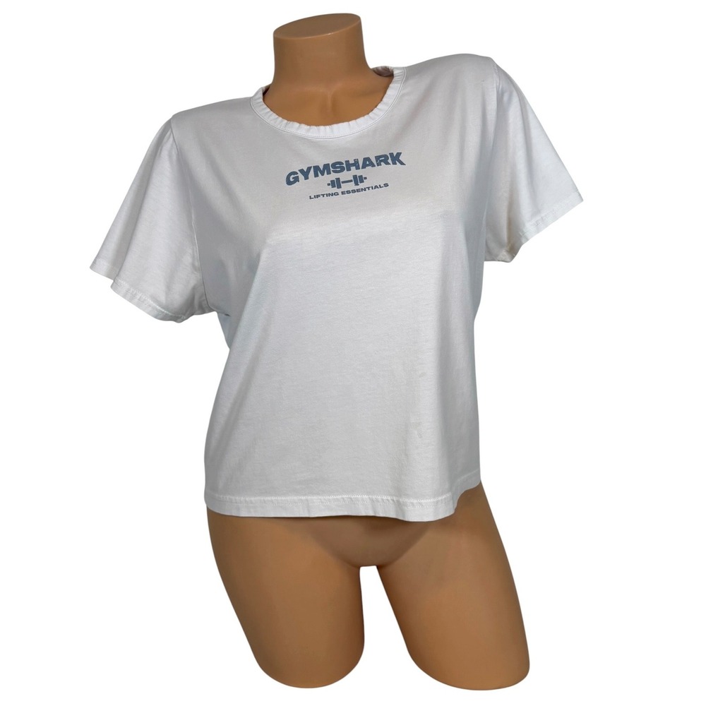 Gymshark Lifting Essentials White Graphic T-Shirt Womens XXL Cotton Short Sleeve